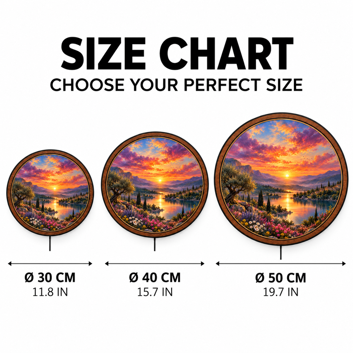 Golden Valley Sunset LED Wall Art – Mediterranean Lake Landscape