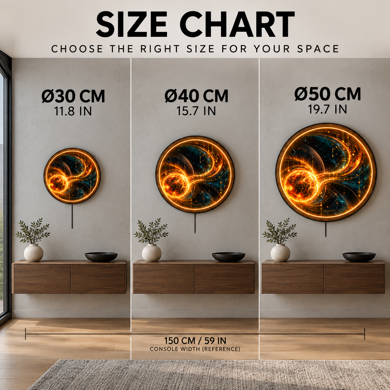 Solar Nexus LED Wall Art – Futuristic Cosmic Lighted Decor