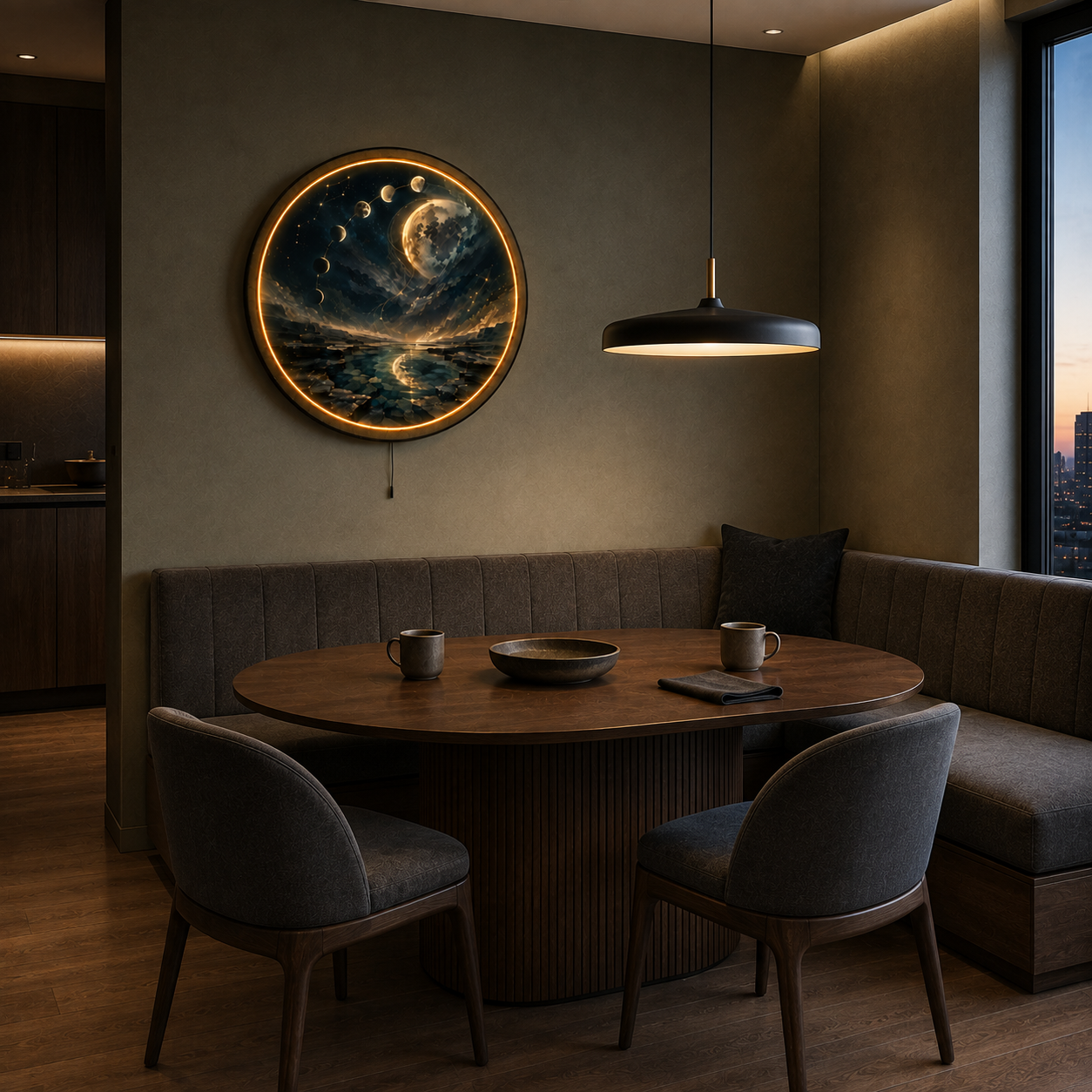 Lunar Passage LED Wall Art – Moon Phase Celestial Wall Decor