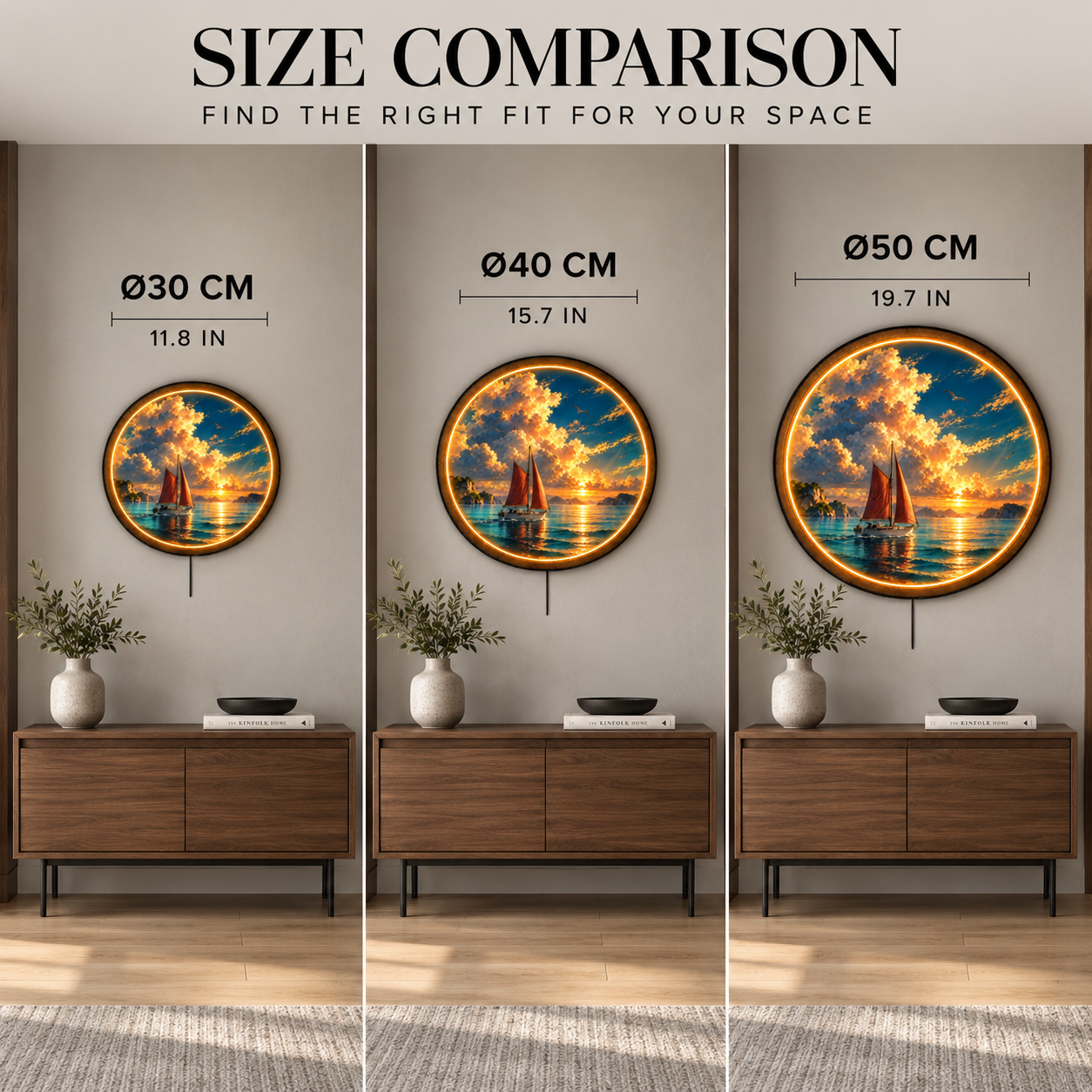 Sunset Sailboat LED Wall Art – Coastal Ocean Lighted Decor