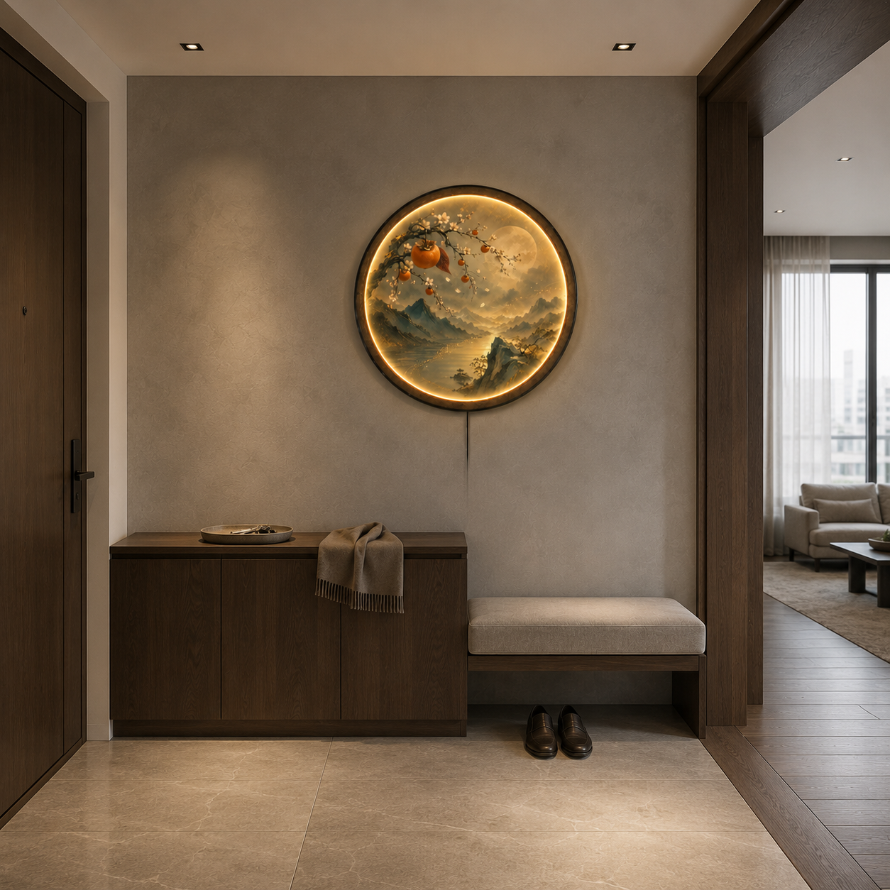 Persimmon Moon Valley LED Wall Art – Asian Nature Decor
