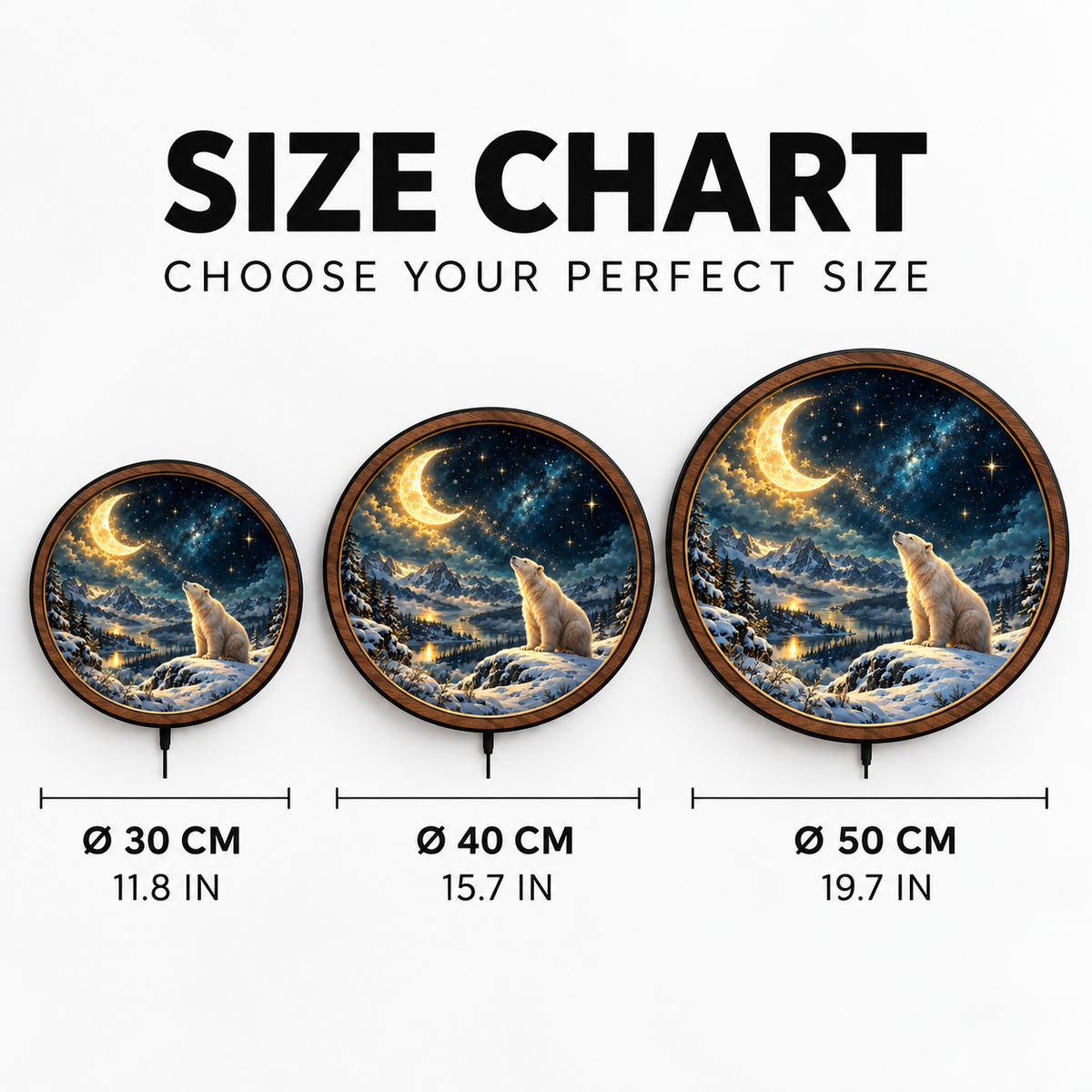 Arctic Moon Polar Bear LED Wall Art – Celestial Winter Decor