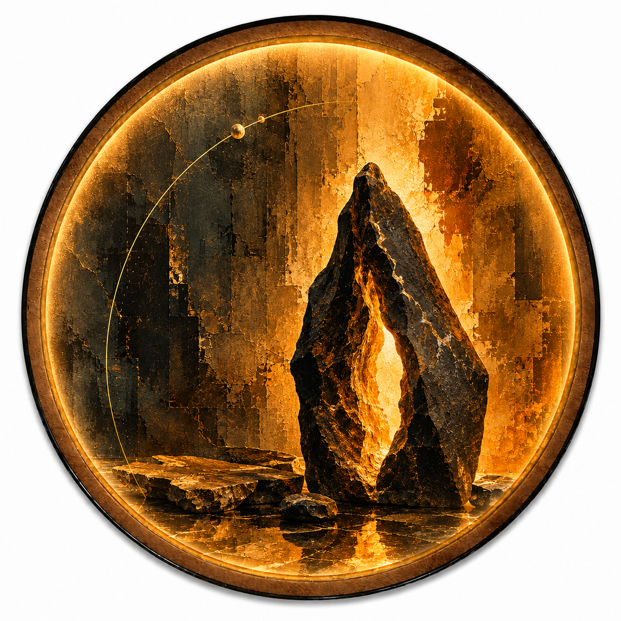 Luminous Stone Portal LED Wall Art – Modern Mineral Decor