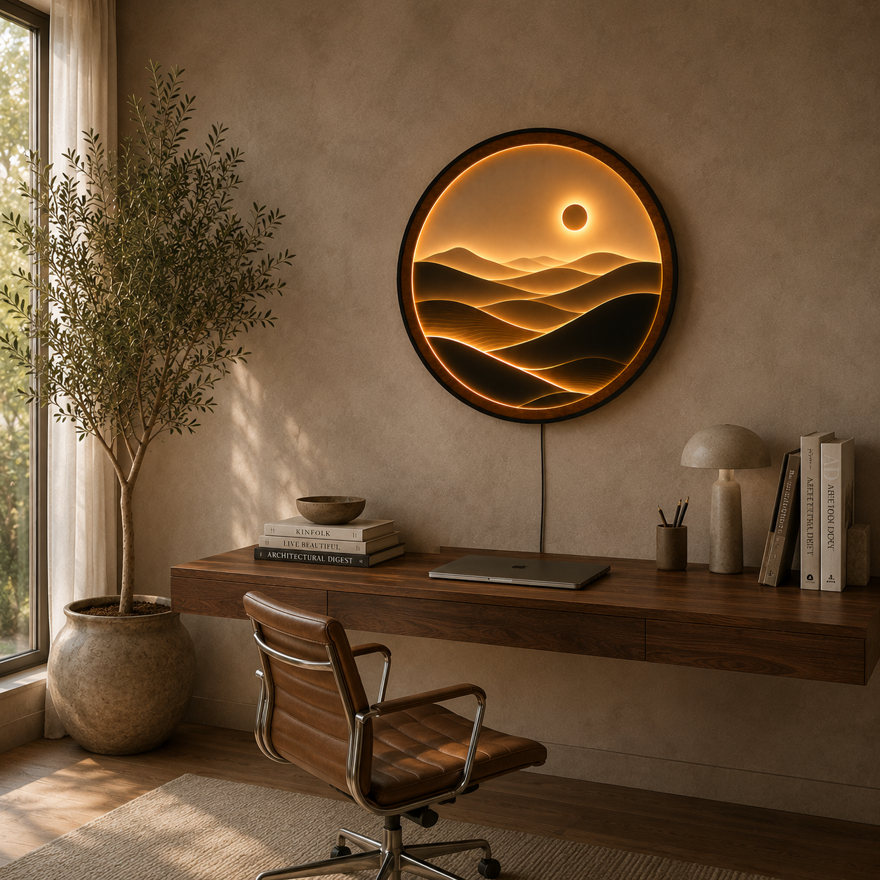 Minimalist Desert Sunset LED Wall Art – Modern Acrylic Wall Decor
