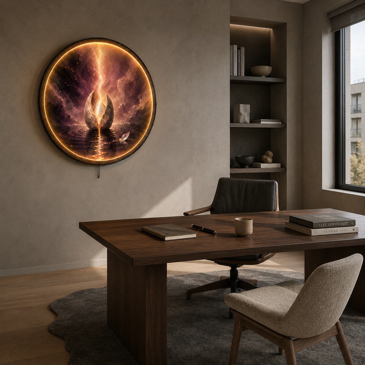 Inner Awakening LED Wall Art – Spiritual Luxury Round Decor