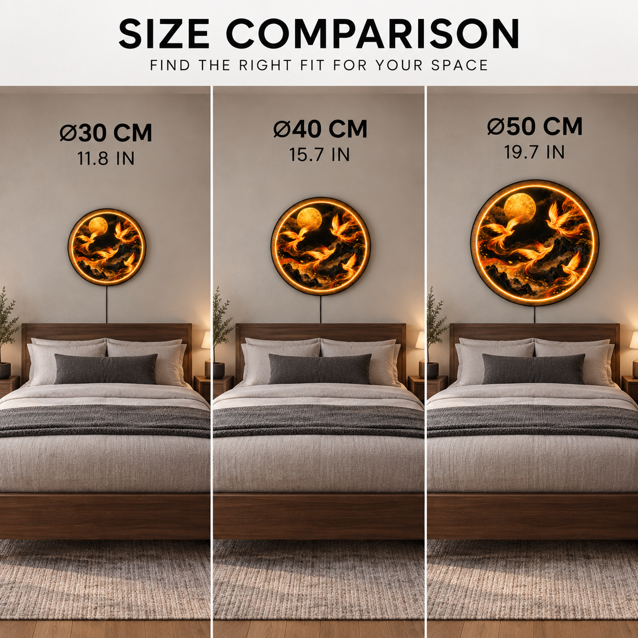 Phoenix Moonlight LED Wall Art – Fiery Fantasy Wall Decor
