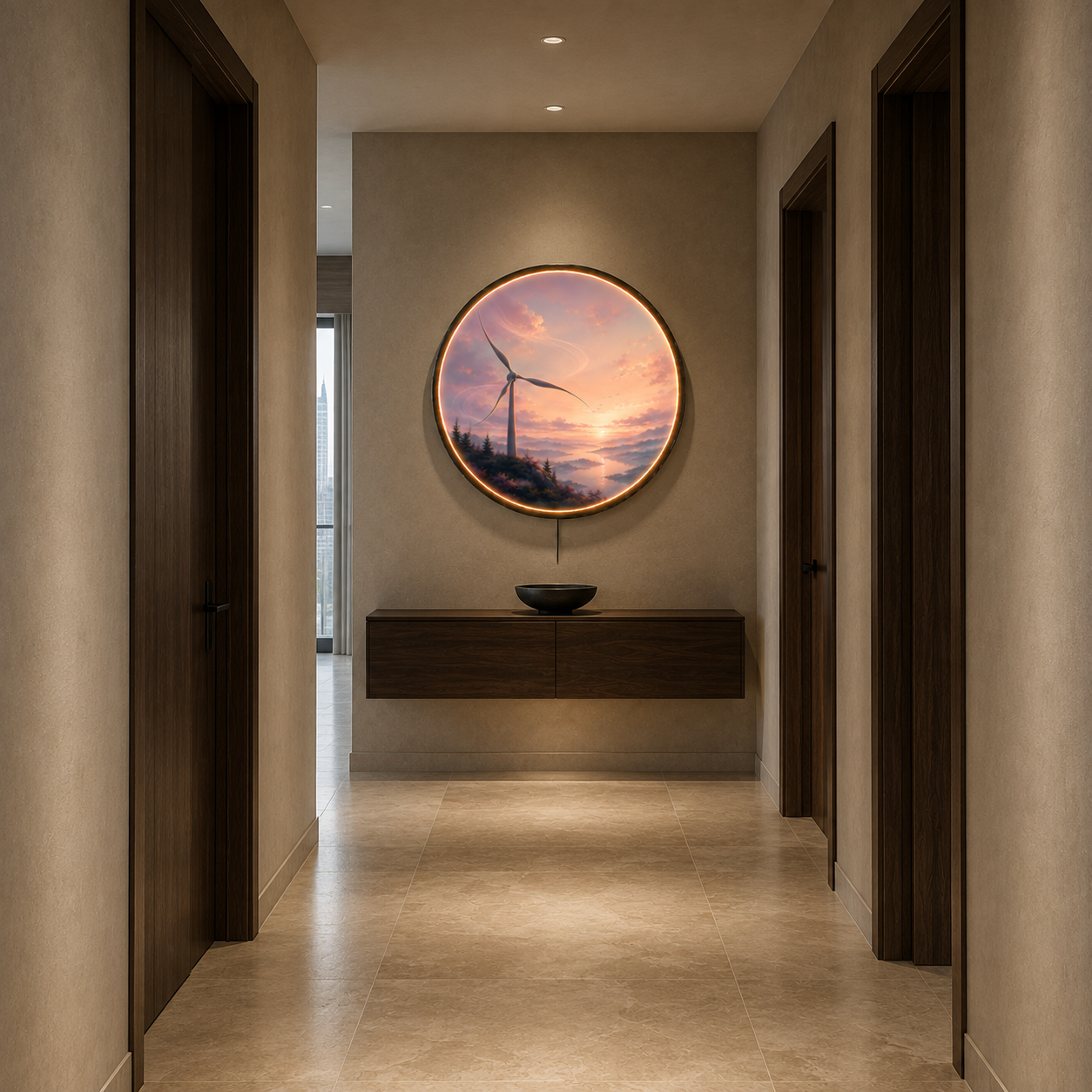 Winds of Dawn LED Wall Art – Serene Mountain Landscape