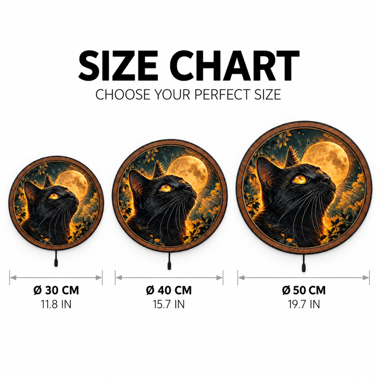 Midnight Guardian LED Wall Art – Black Cat & Golden Moon Decor