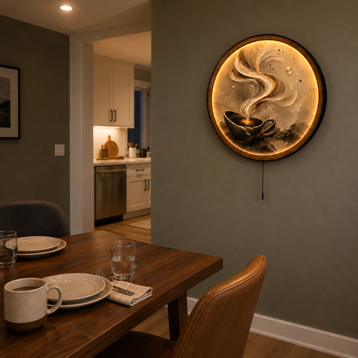Coffee Aroma LED Wall Art – Morning Ritual Kitchen Decor