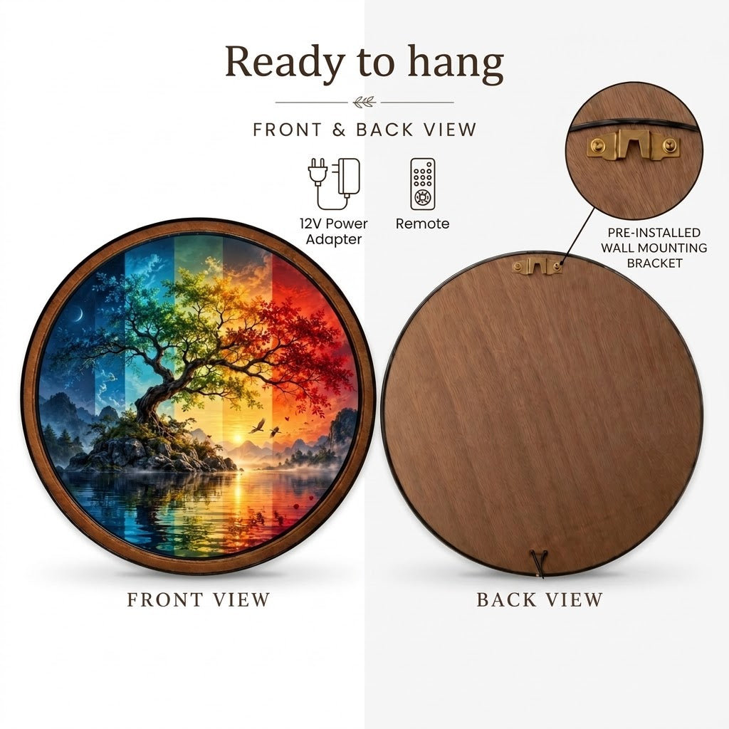Handcrafted Tree of Four Seasons LED Wall Art