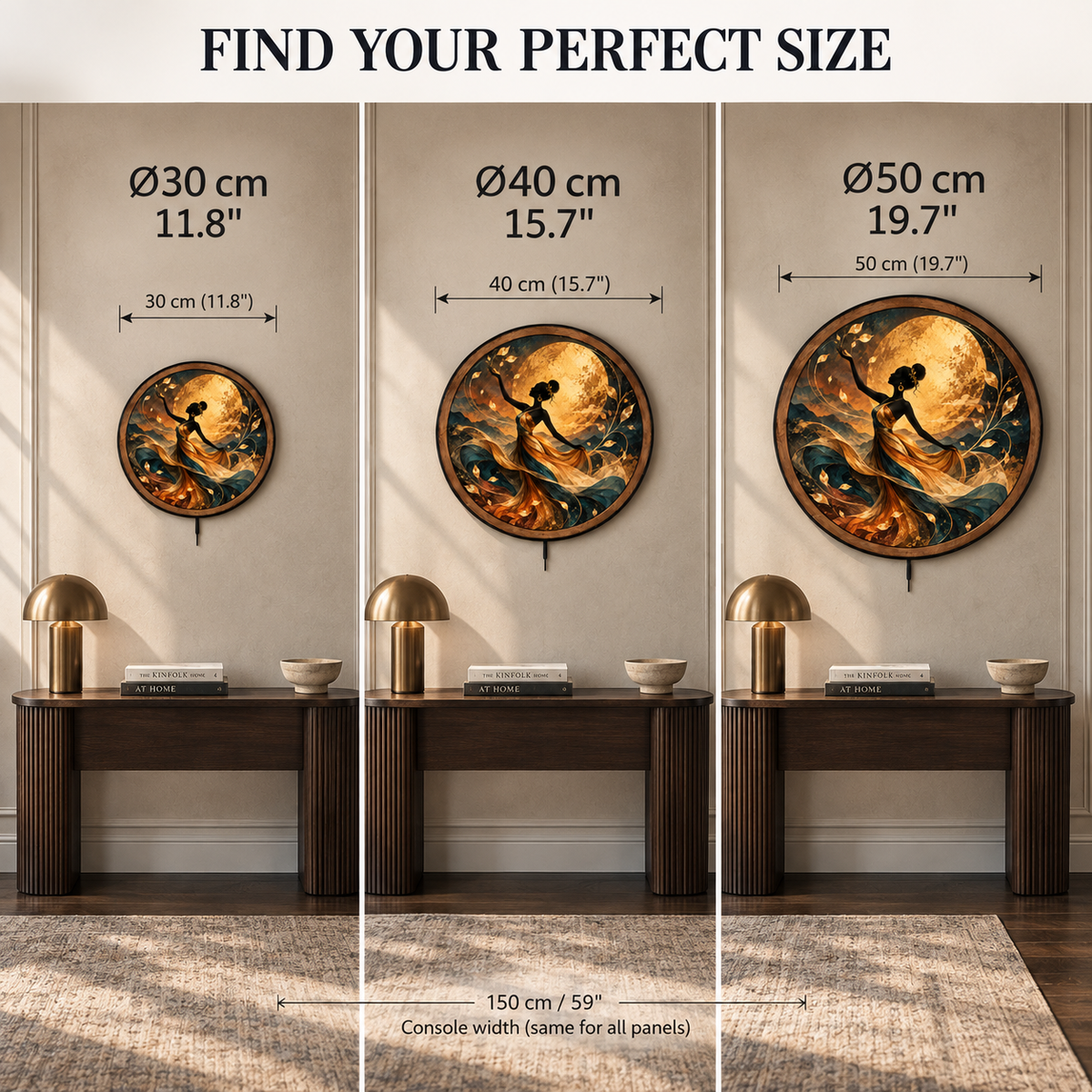 Golden Moon Dancer LED Wall Art – Elegant Celestial Woman Decor