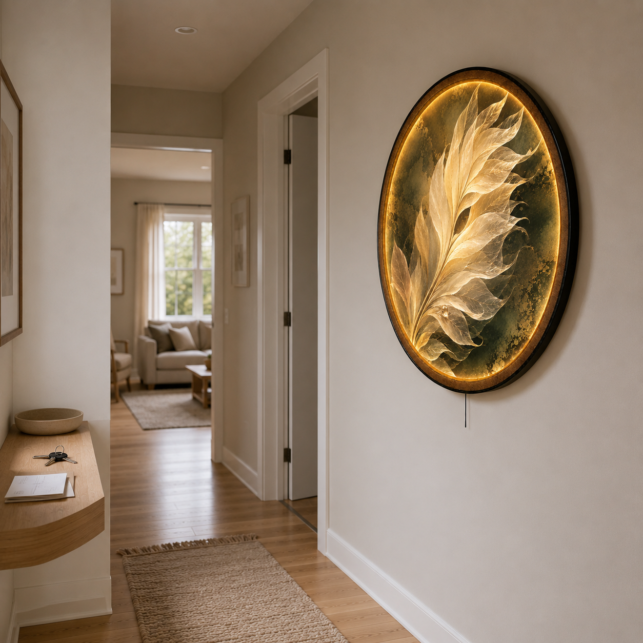Ivory Leaves LED Wall Art – Modern Botanical Home Decor