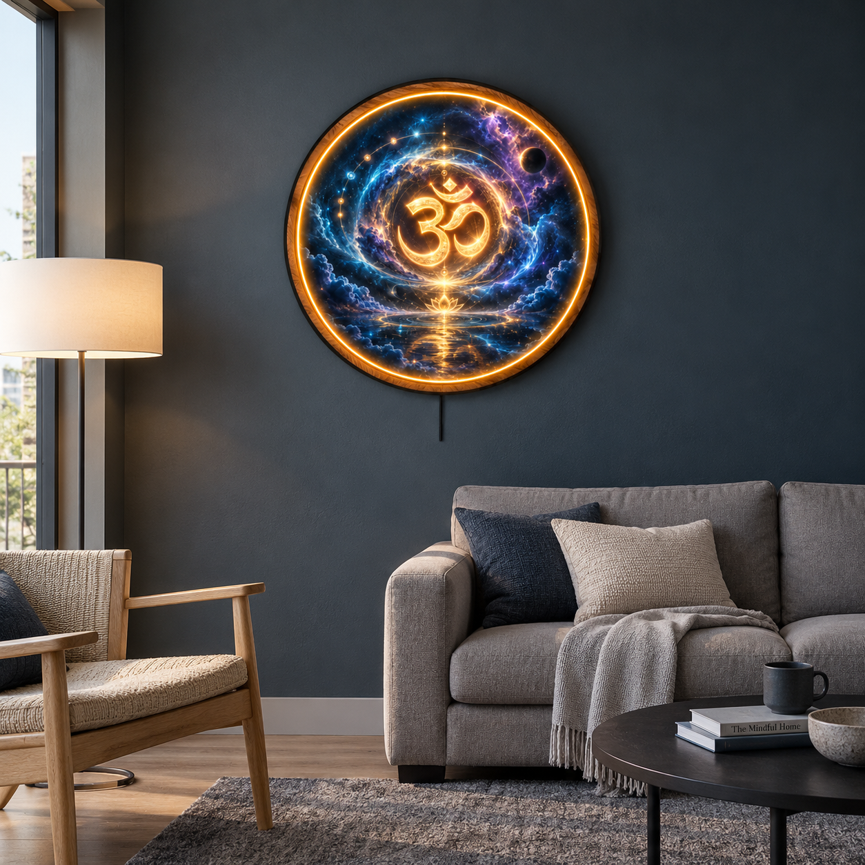 Celestial Om LED Wall Art – Cosmic Meditation & Yoga Decor