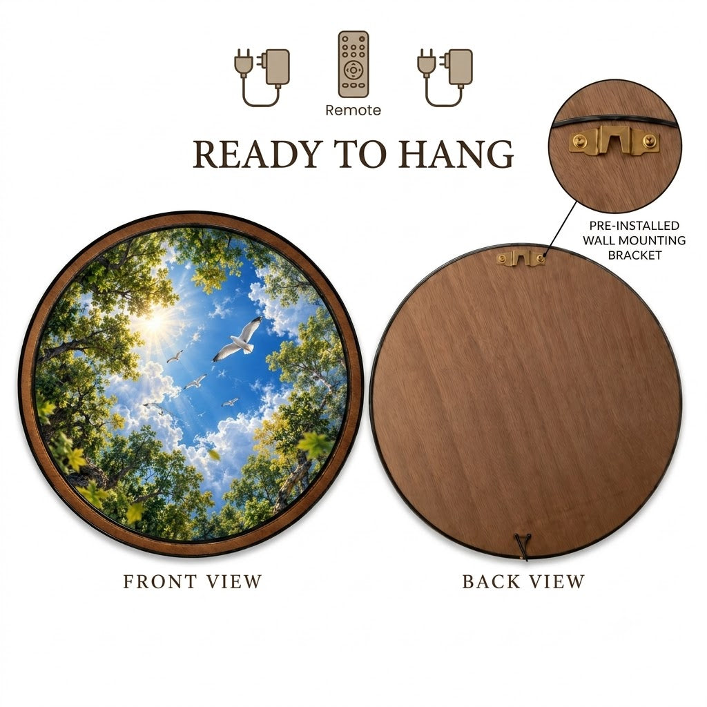 Handcrafted Open Sky & Flying Birds LED Wall Art