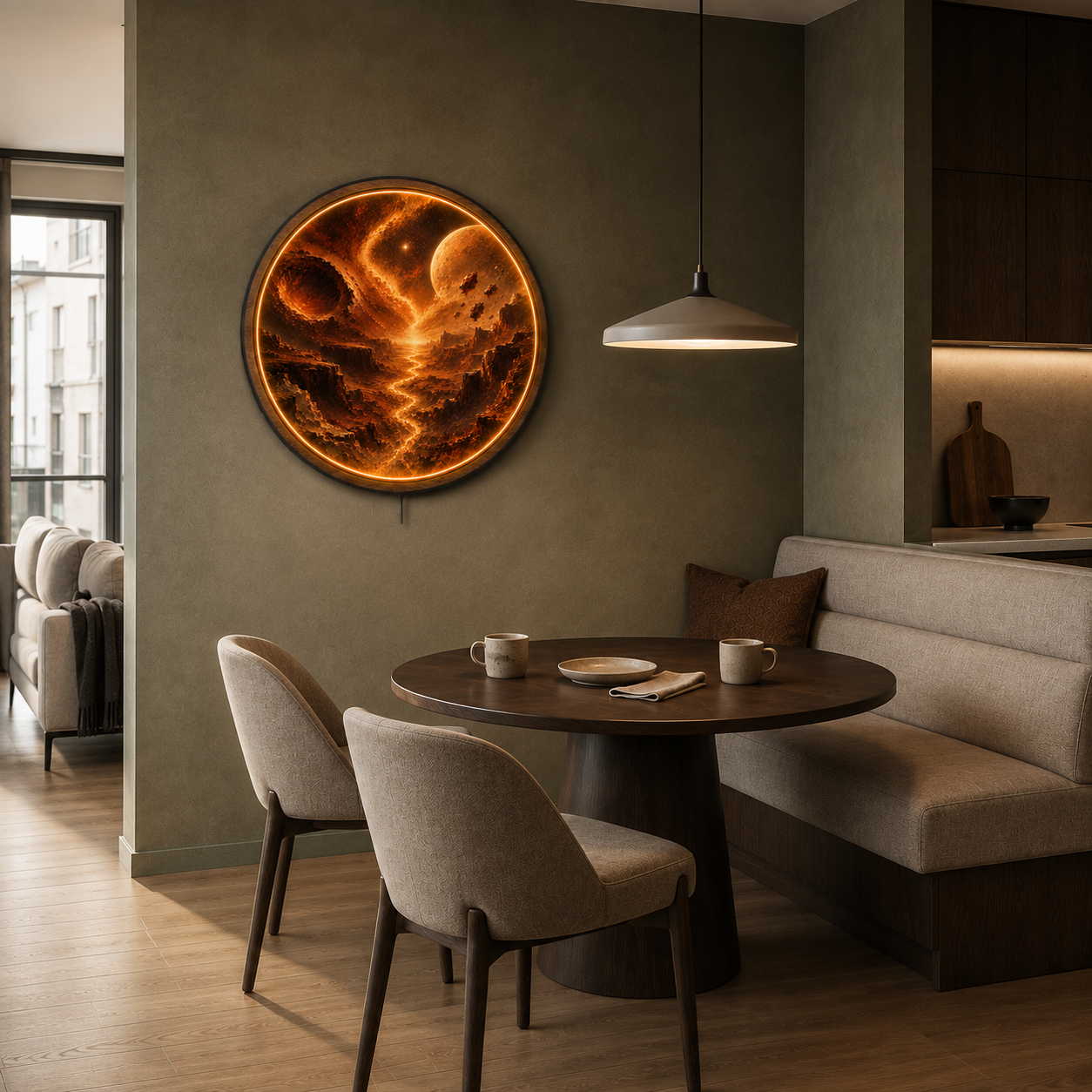 Emberworld Horizon LED Wall Art – Cosmic Desert Landscape