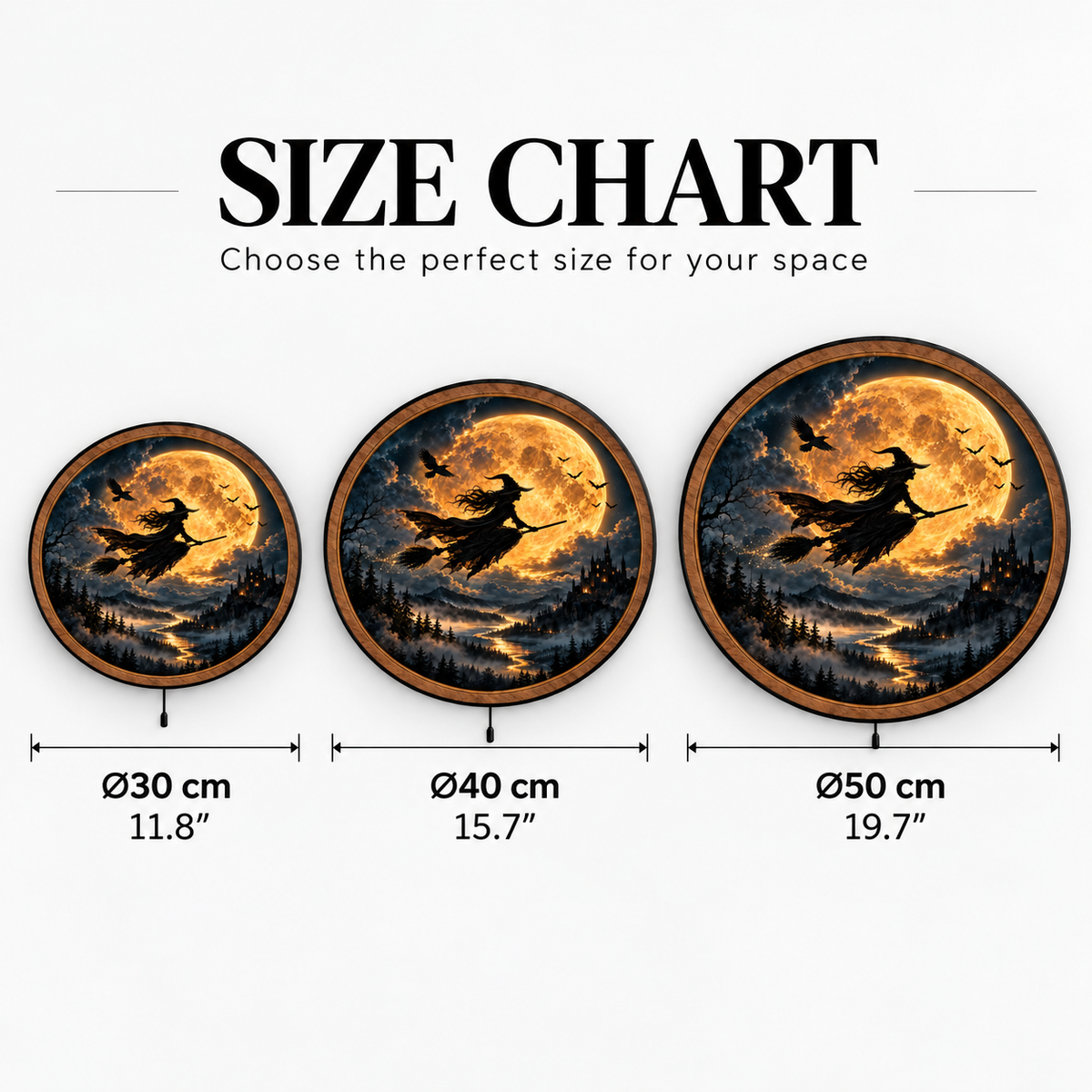 Witch of the Golden Eclipse LED Wall Art – Mystical Moon Decor