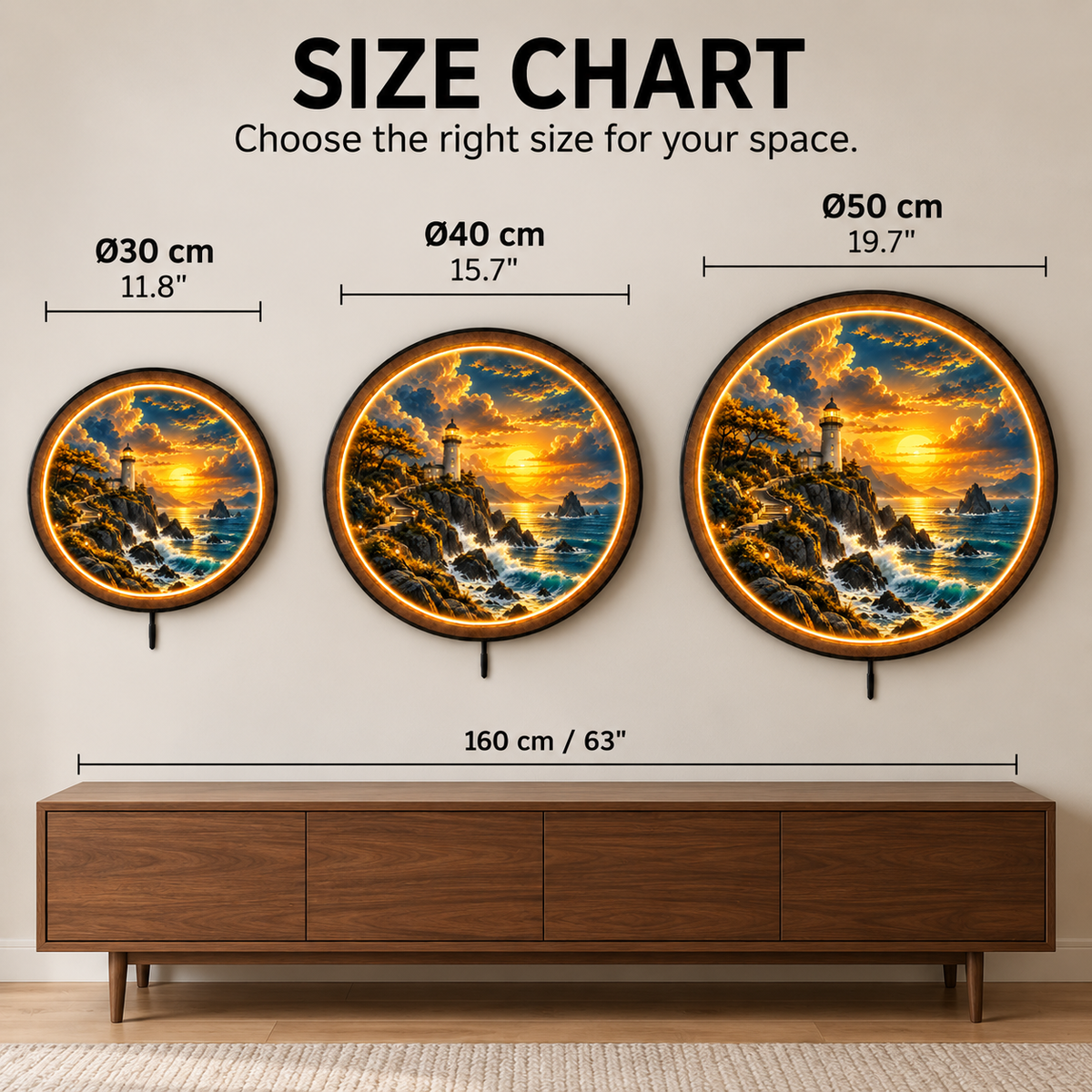 Sunset Lighthouse LED Wall Art – Coastal Ocean Lighted Decor