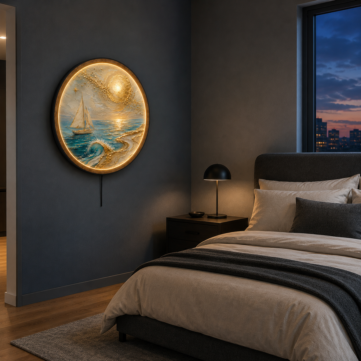 Aurelia Sail LED Wall Art – Coastal Sailboat Ocean Decor