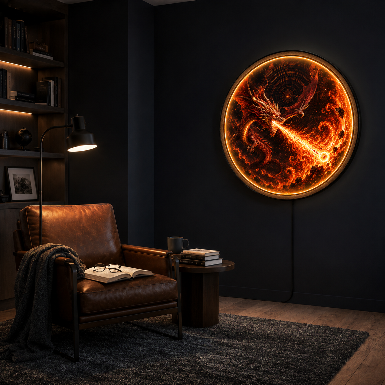 Inferno Dragon LED Wall Art – Fire Breathing Dragon Decor