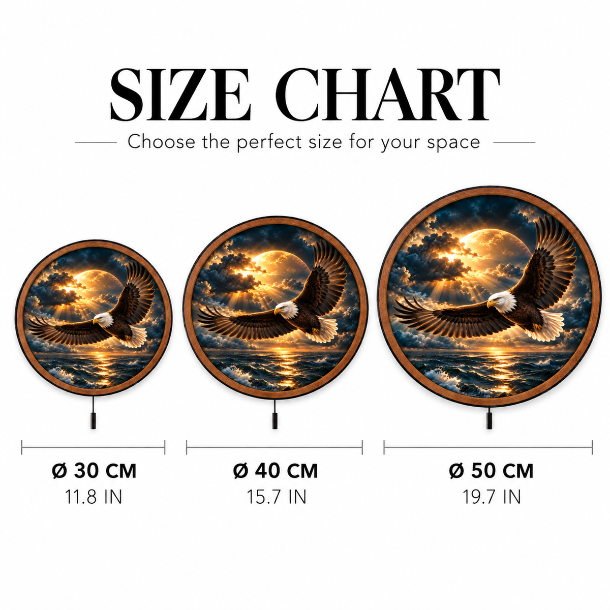 Golden Storm Eagle LED Wall Art – Bald Eagle Ocean Decor
