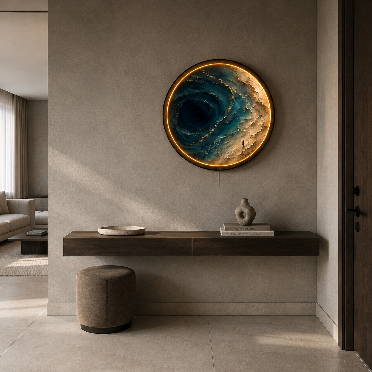 Abyssal Tide LED Wall Art – Abstract Ocean Wave Decor