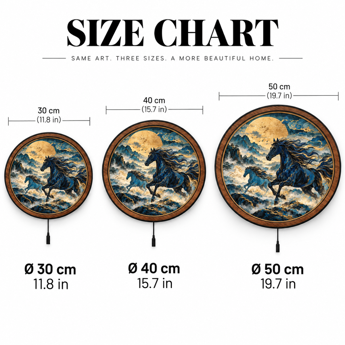 CELESTIAL STALLIONS — GOLDEN HORIZON LED WALL ART