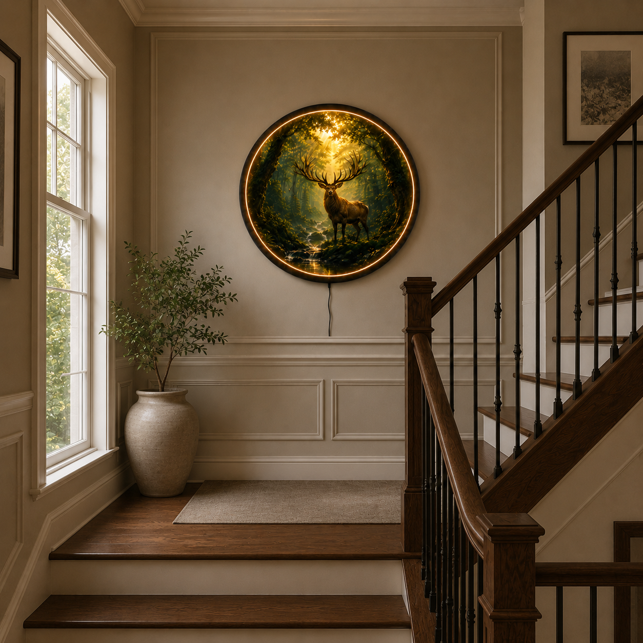 Majestic Forest Stag LED Wall Art – Illuminated Nature Wall Decor
