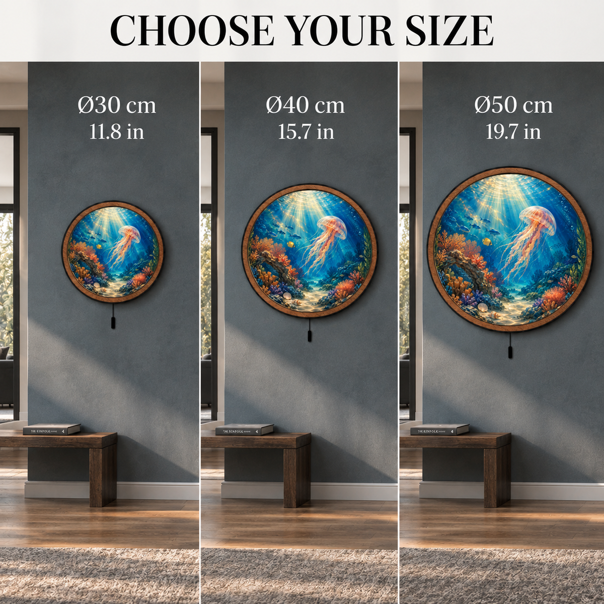 Golden Drift Jellyfish – Underwater Reef LED Wall Art
