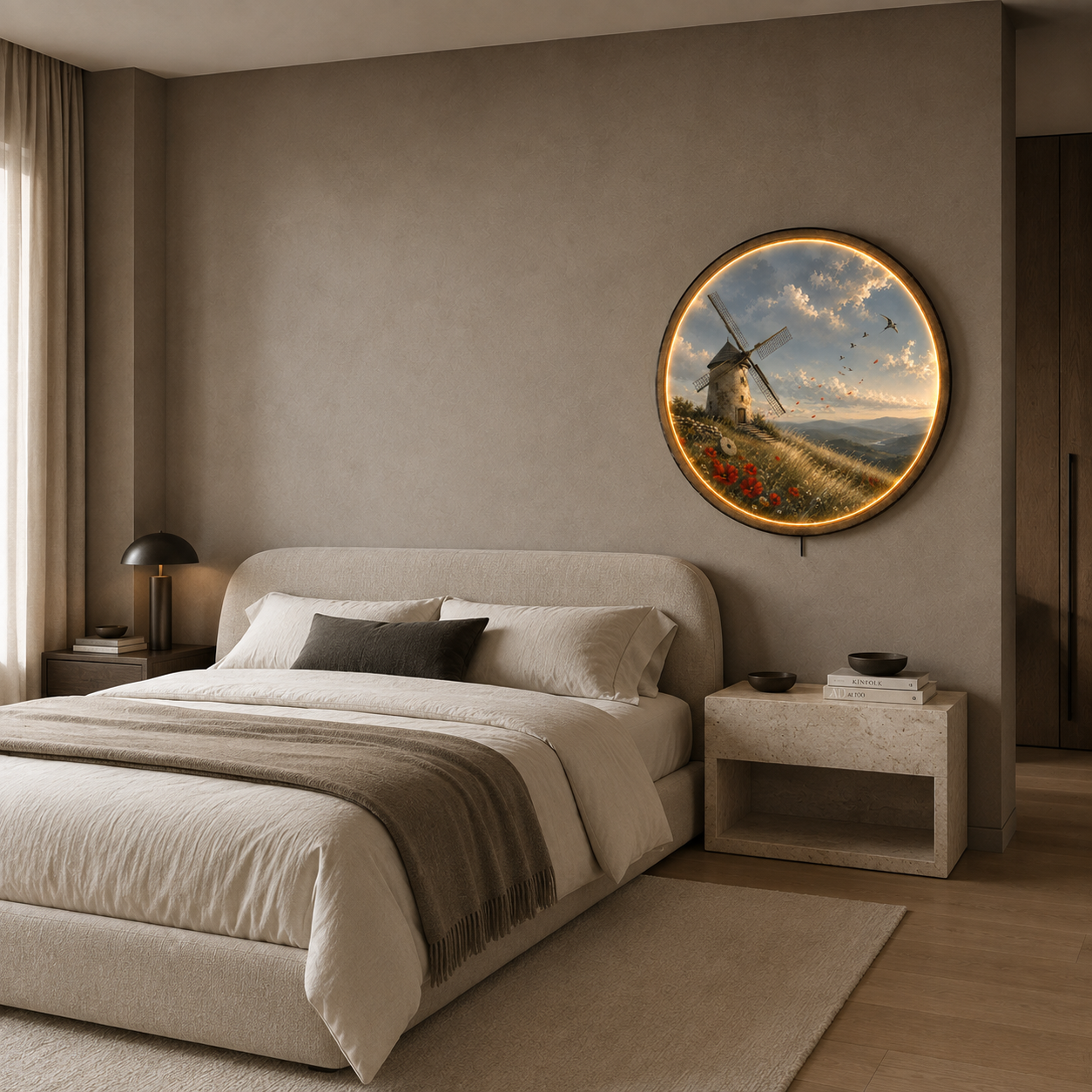 Windmill Meadow LED Wall Art – Countryside Landscape Decor