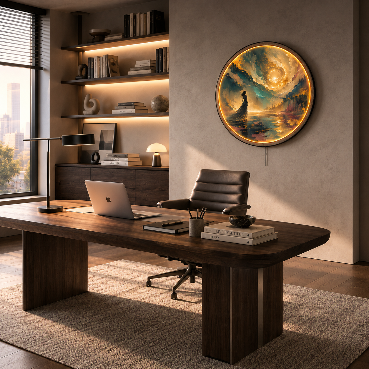Beyond the Veil LED Wall Art – Feminine Abstract Round Decor