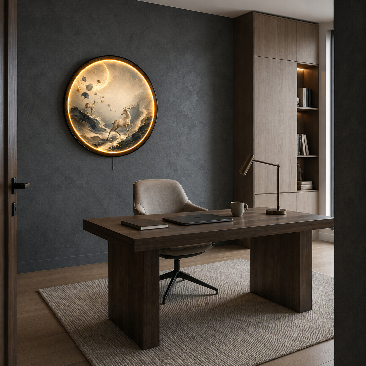 Moonlit Grace LED Wall Art – Illuminated Deer Nature Wall Decor