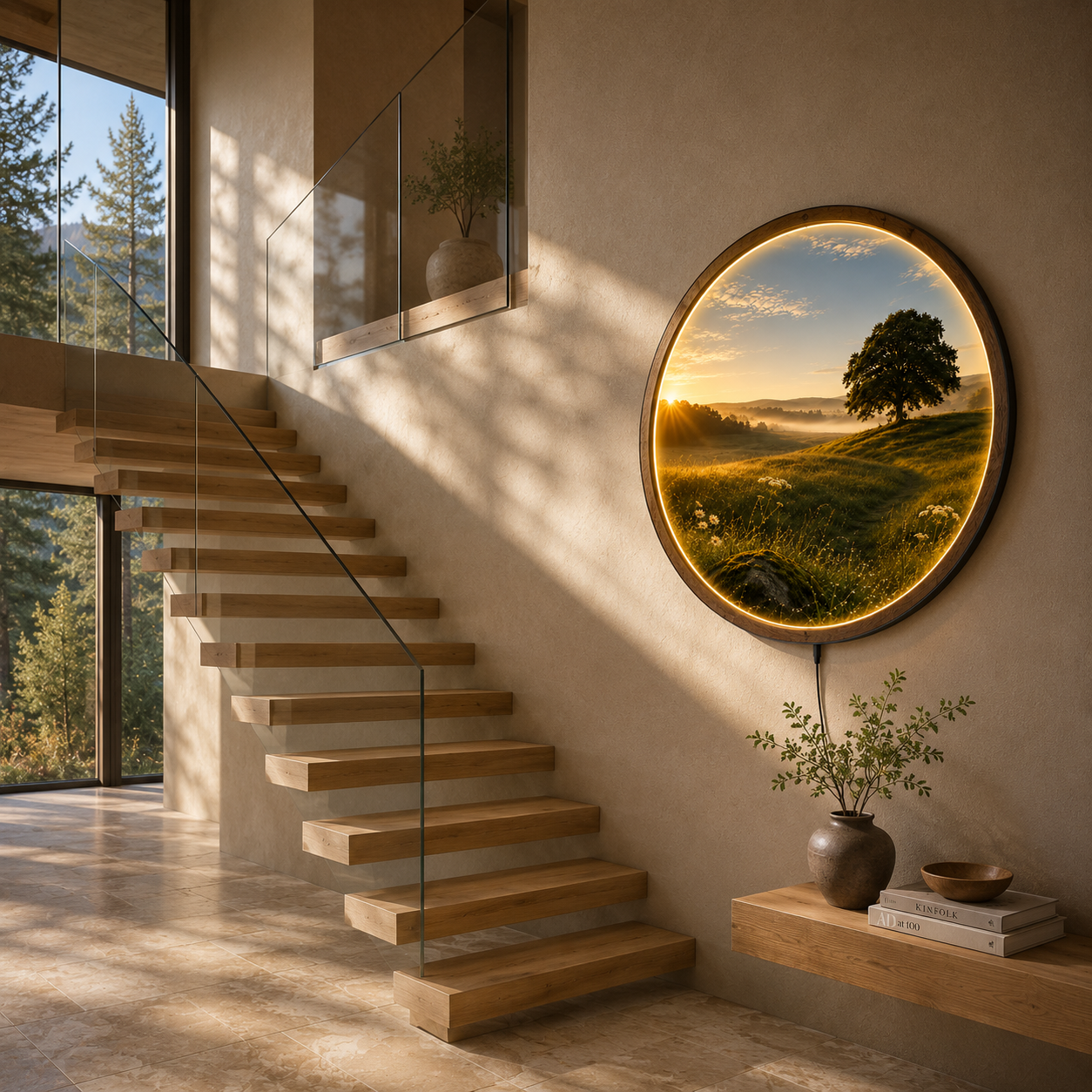 Golden Meadow Sunrise LED Wall Art – Illuminated Nature Landscape Decor