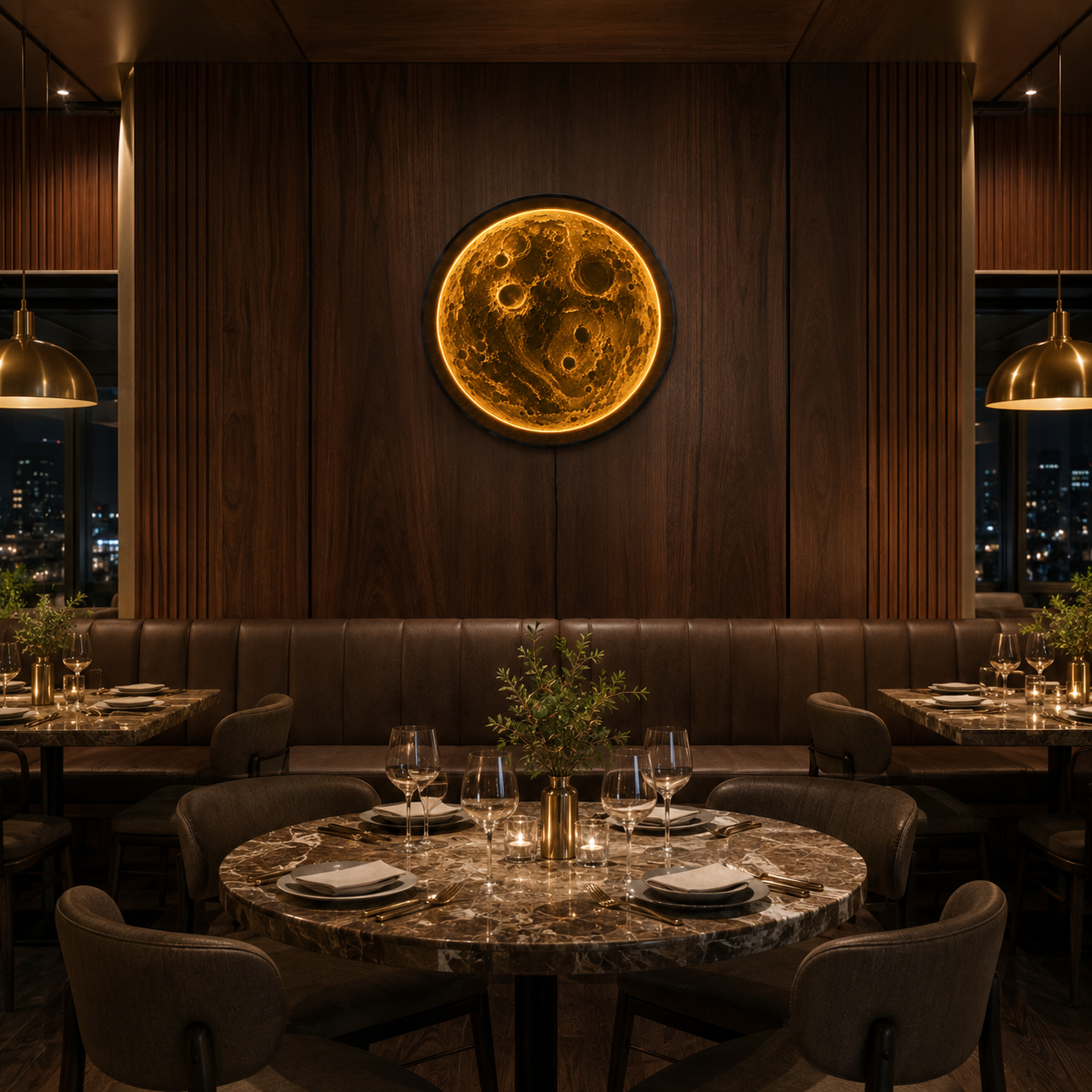 Golden Moon LED Wall Art – Illuminated Lunar Acrylic Wall Decor