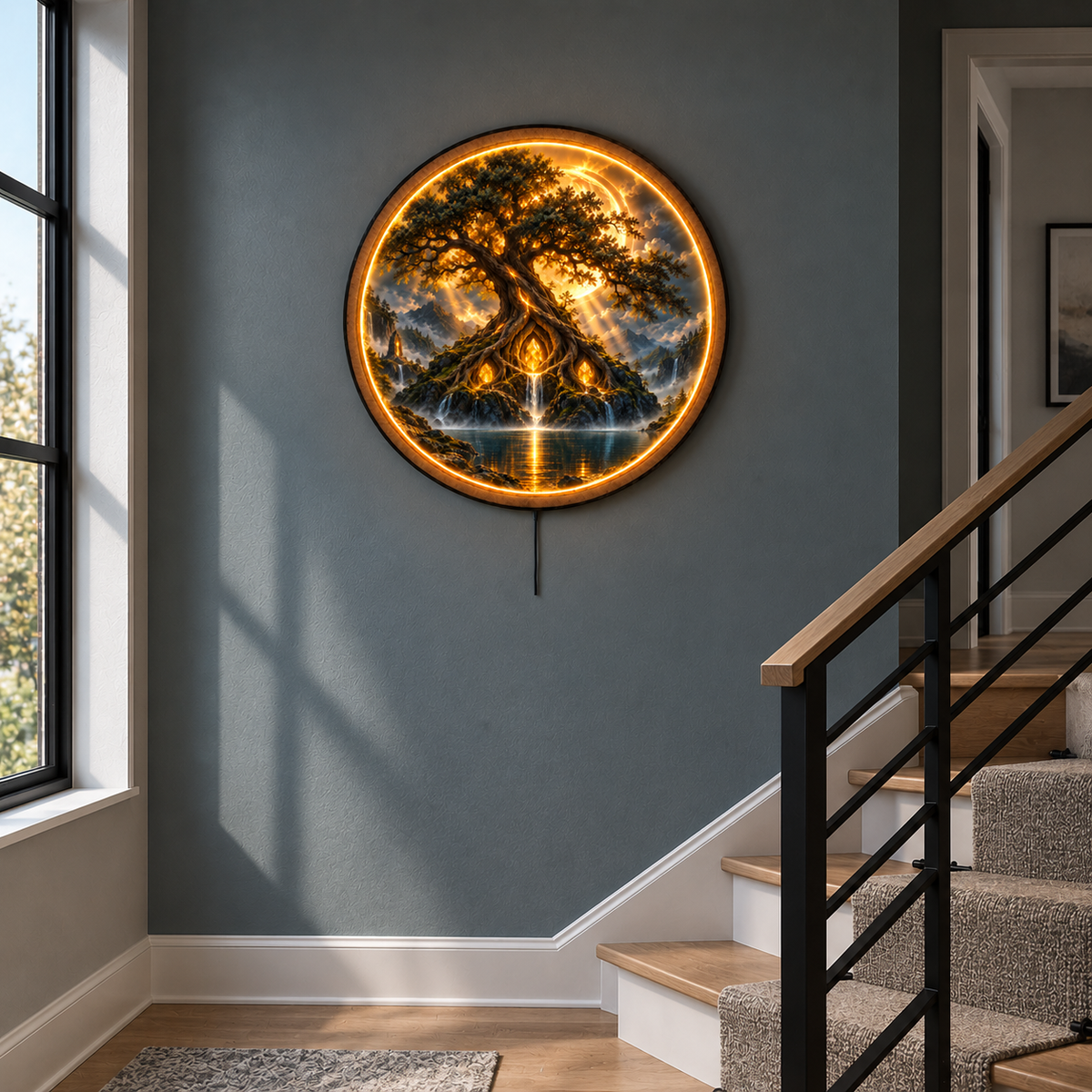 Emberheart LED Wall Art – Ancient Tree & Golden Crystal Decor