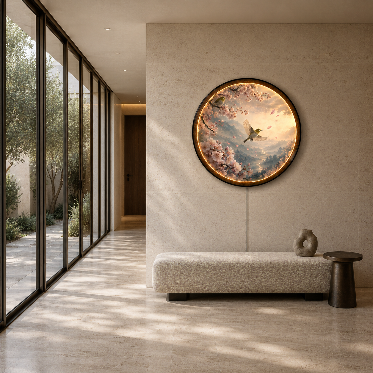 Sakura Flight Mist Valley LED Wall Art – Cherry Blossom Decor