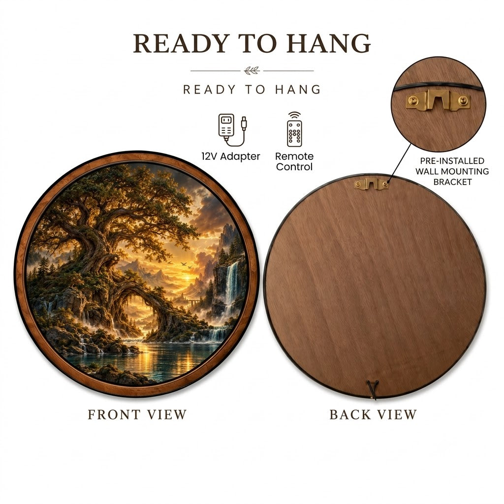 Handcrafted Ancient Tree Golden Valley LED Wall Art