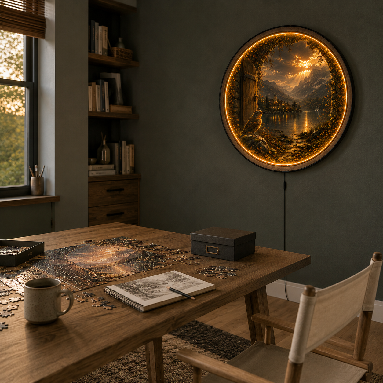 Beyond the Door LED Wall Art – Mountain Lake Nature Decor