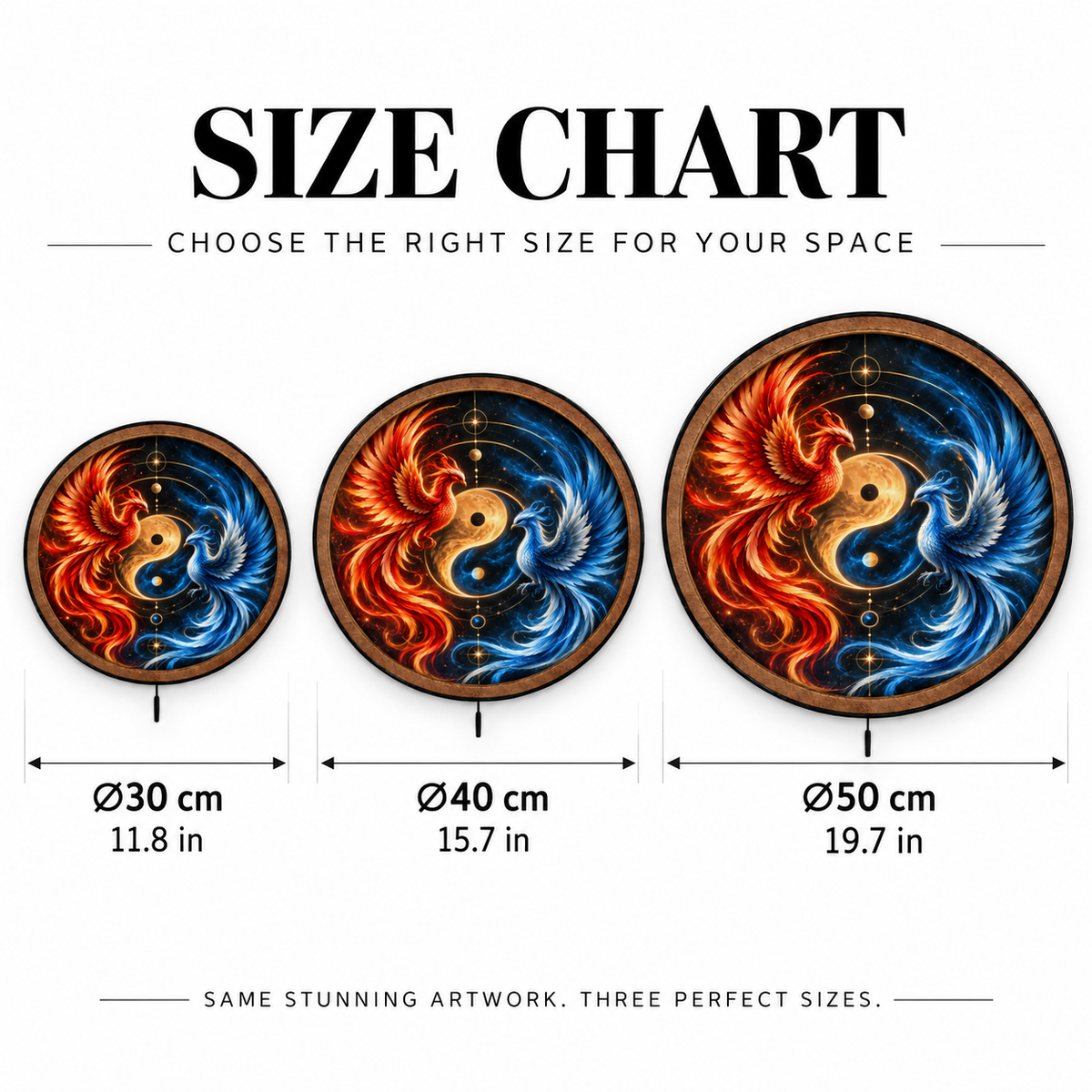 Celestial Balance – Fire & Ice Phoenix LED Wall Art