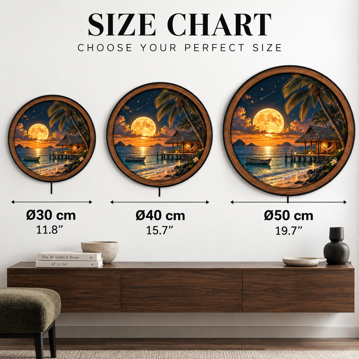 Golden Moon Tropical Escape LED Wall Art – Beach Paradise Decor