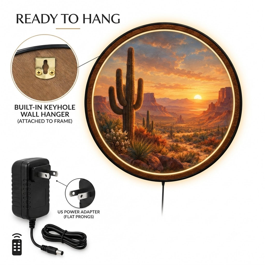 Desert Golden Hour – Handcrafted LED Wall Art