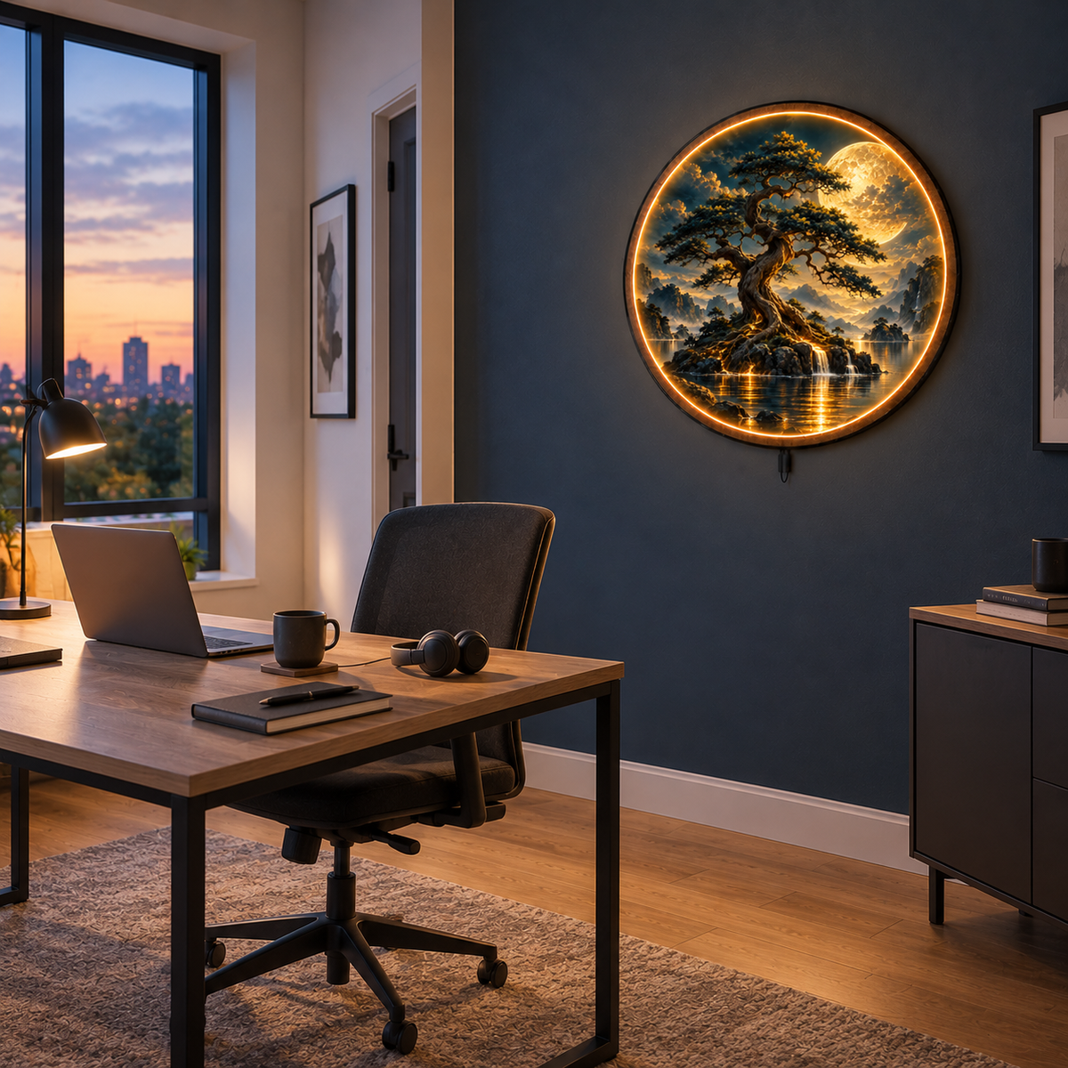 Everroot LED Wall Art – Ancient Tree & Golden Moon Decor