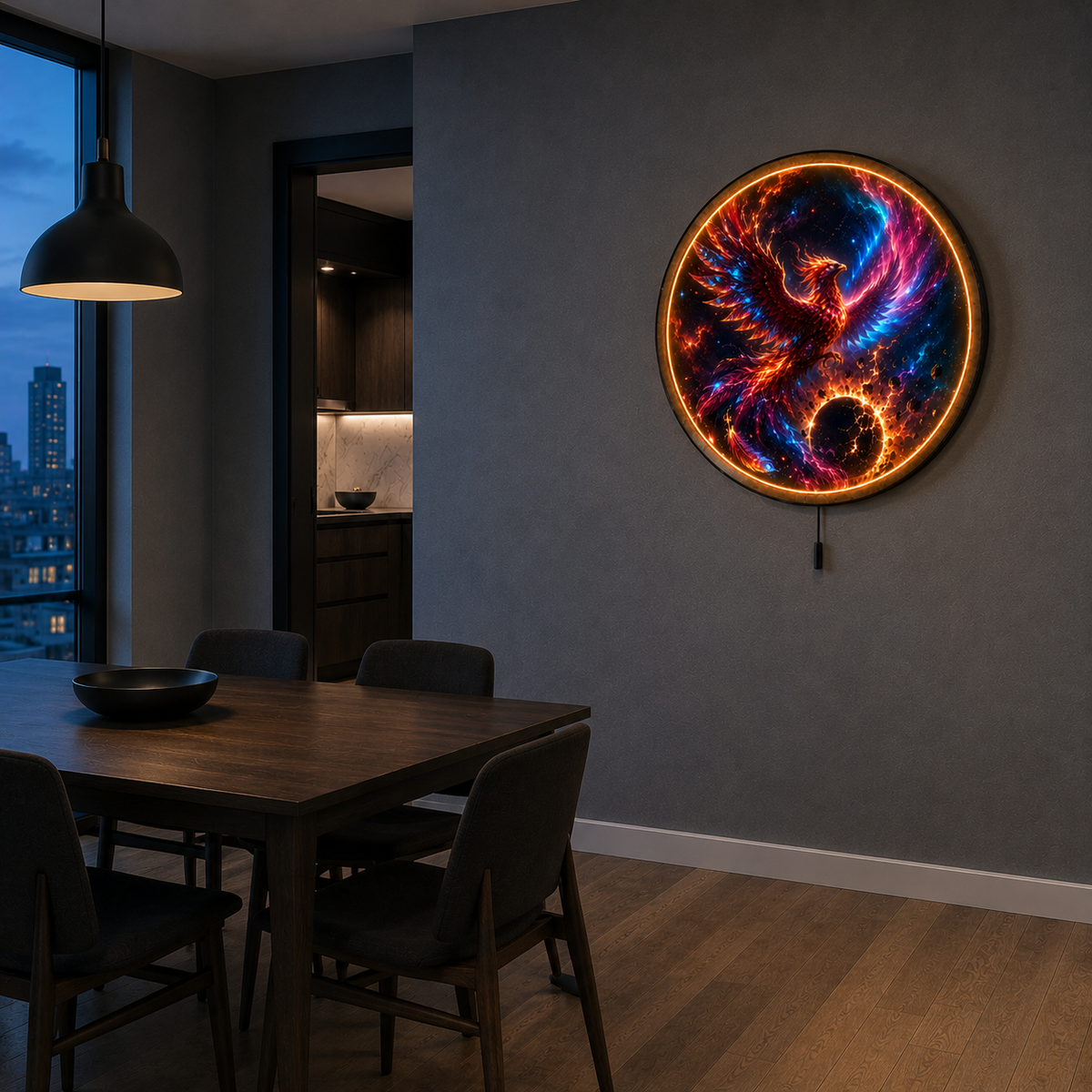 Novaheart Phoenix LED Wall Art – Celestial Firebird Decor