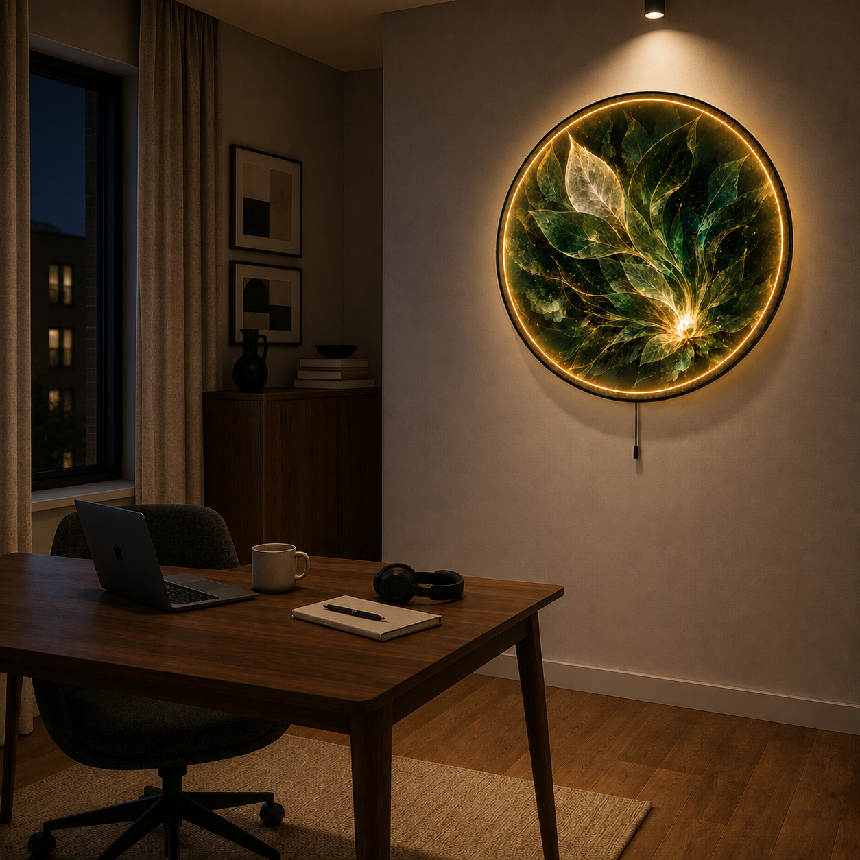 Luminous Leaves LED Wall Art – Emerald Botanical Decor