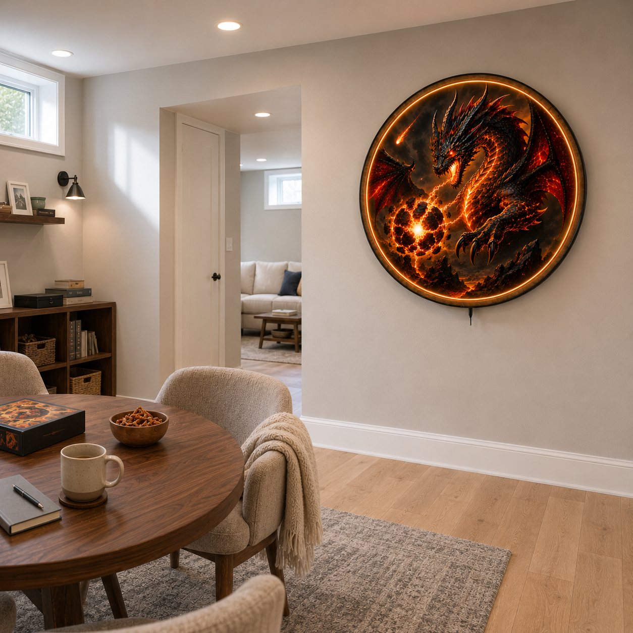 Inferno Dragon LED Wall Art – Volcanic Fire Fantasy Decor