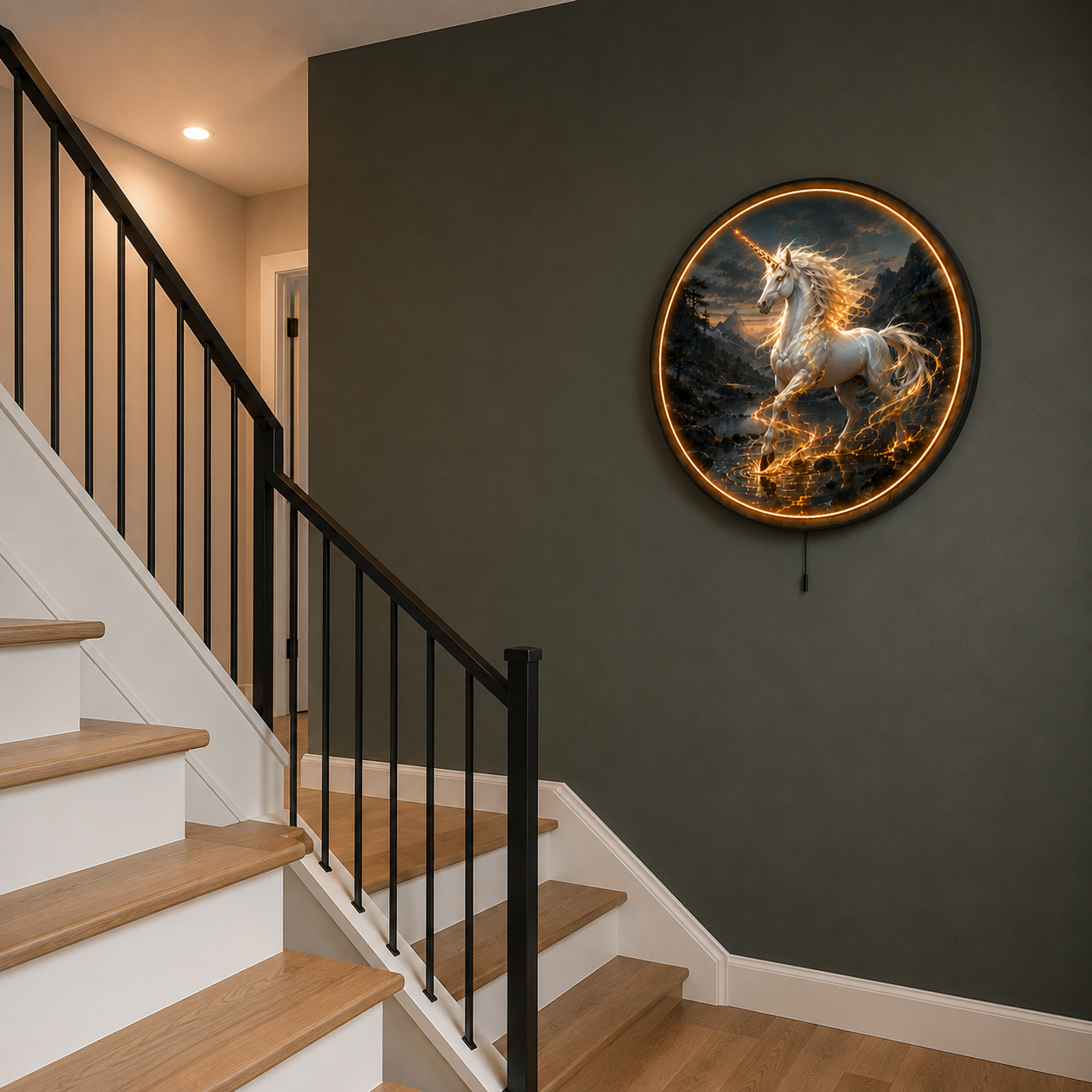 Moonfire Unicorn LED Wall Art – Mystical White Horse Fantasy Decor