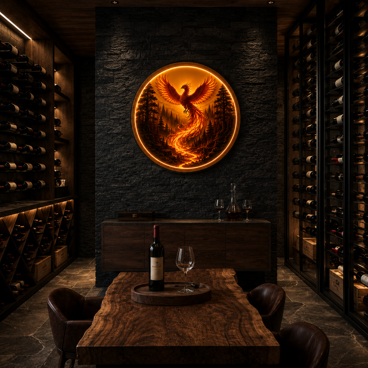 Phoenix Rising LED Wall Art – Illuminated Mythical Bird Decor