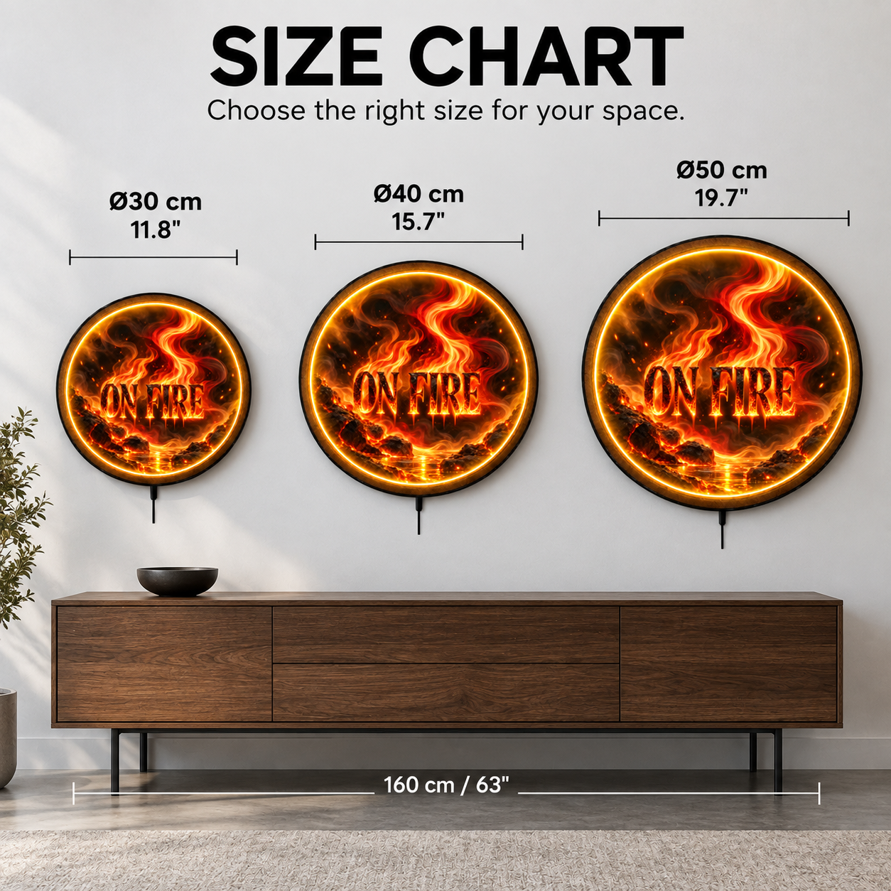 On Fire LED Wall Art – Motivational Flame Lighted Decor