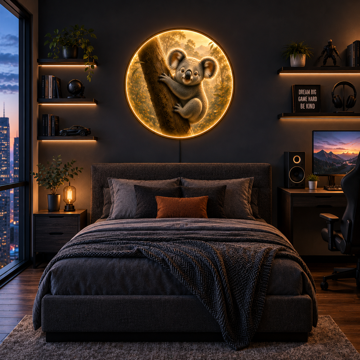 Koala LED Wall Art – Round Illuminated Acrylic Wildlife Decor
