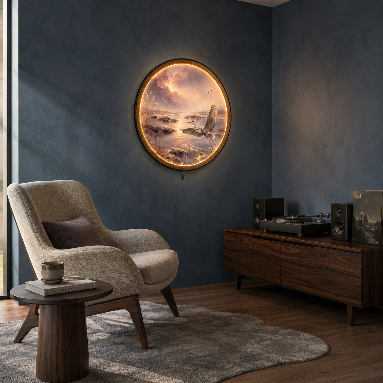 Stillwater Flight LED Wall Art – Illuminated Heron Nature Wall Decor