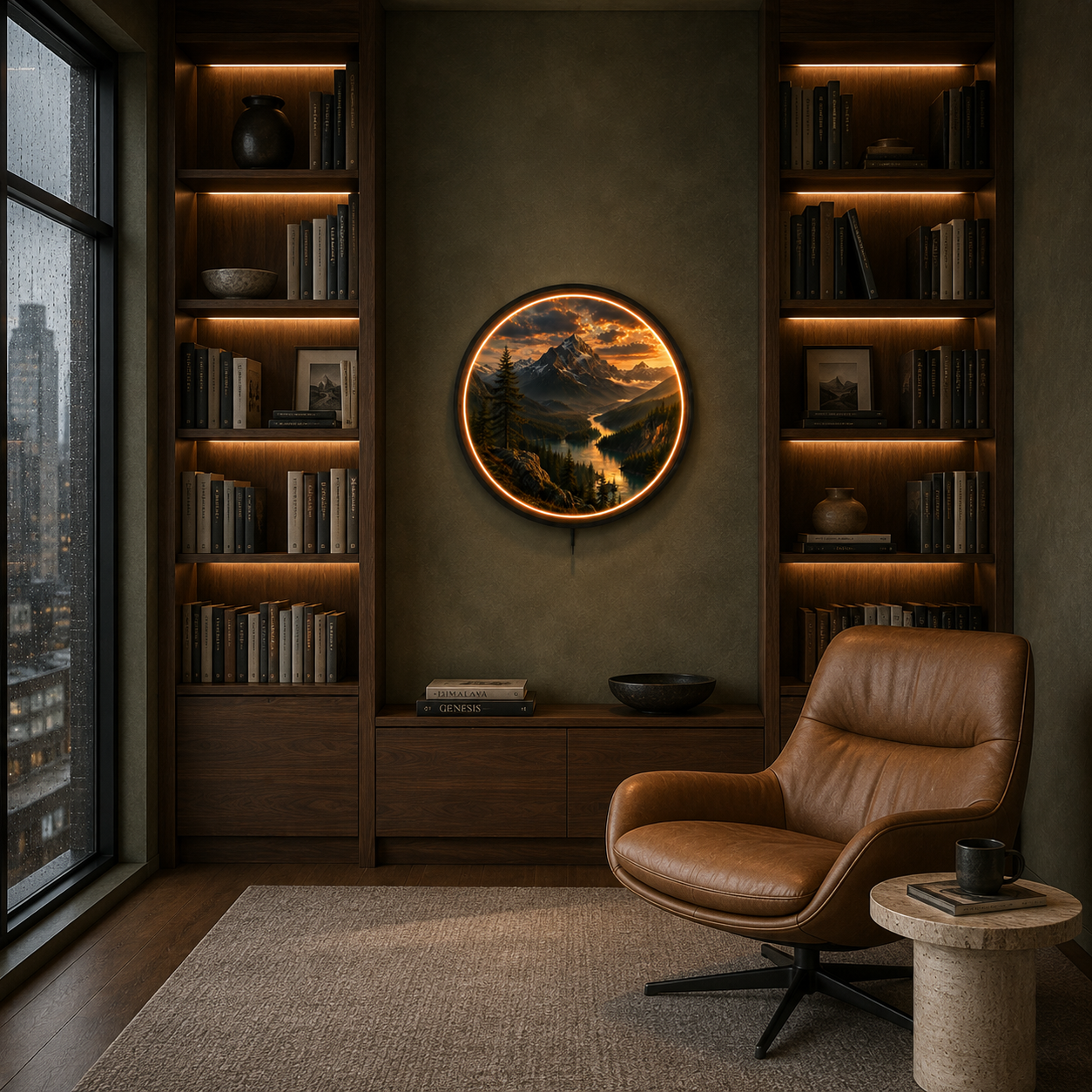 Golden Alpine River LED Wall Art